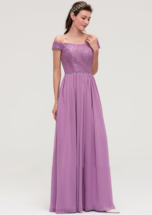 Sleeveless Off-the-Shoulder Long/Floor-Length Chiffon A-line/Princess Bridesmaid Dresseses With Appliqued Rebecca DHP0025442