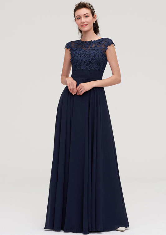 Sleeveless Chiffon A-line/Princess Long/Floor-Length Bridesmaid Dresseses With Appliqued Breanna DHP0025455