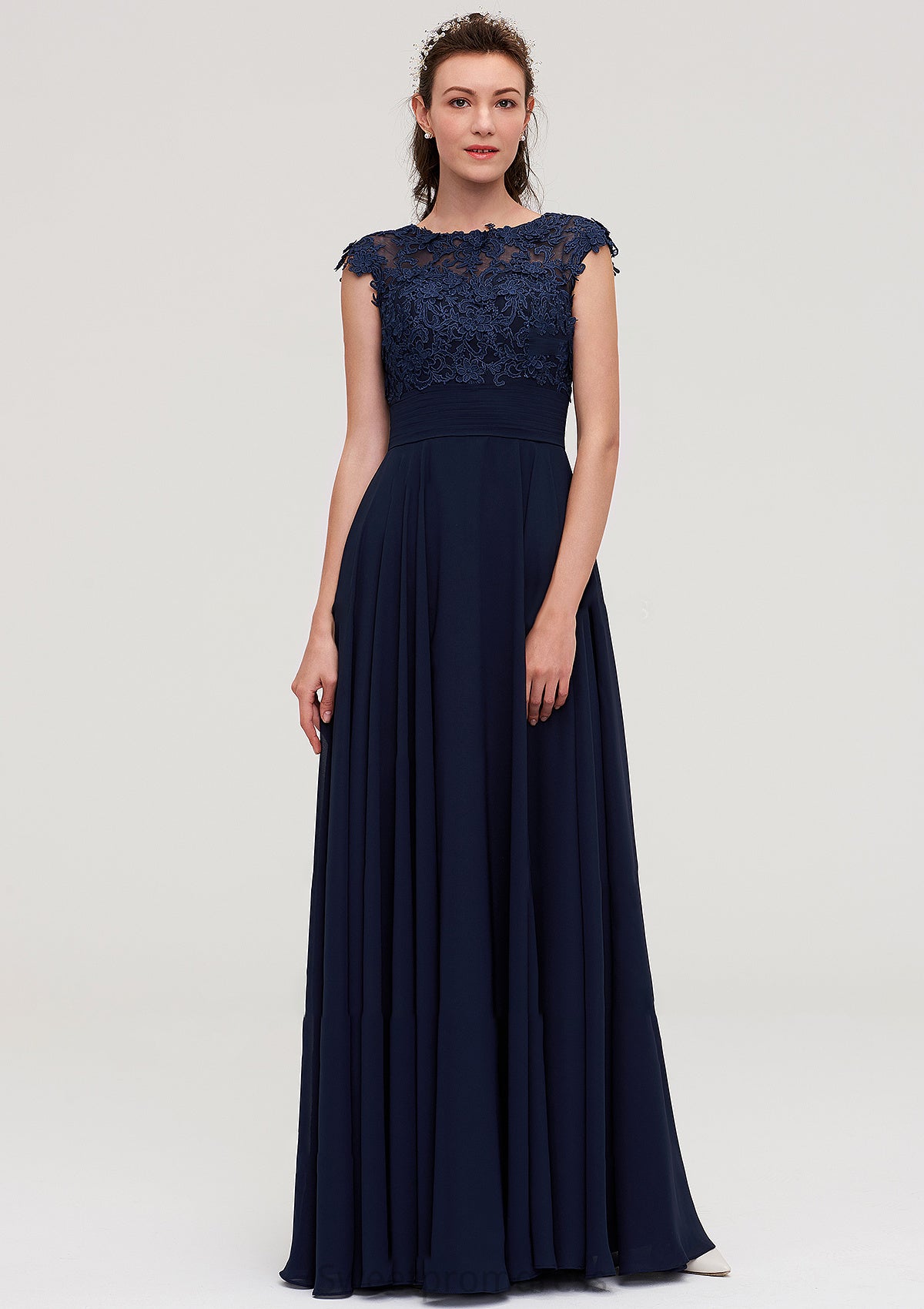 Sleeveless Chiffon A-line/Princess Long/Floor-Length Bridesmaid Dresseses With Appliqued Breanna DHP0025455