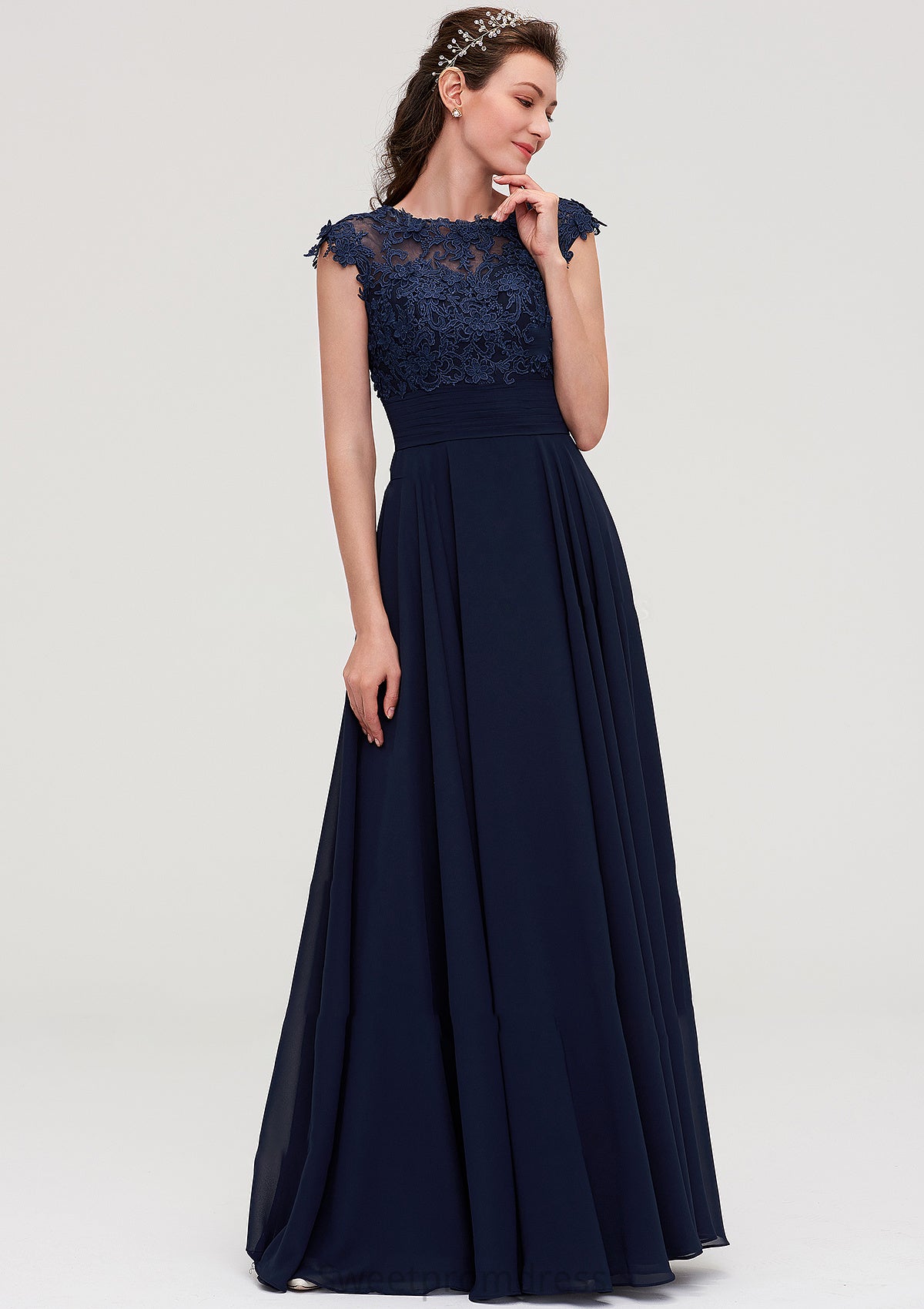 Sleeveless Chiffon A-line/Princess Long/Floor-Length Bridesmaid Dresseses With Appliqued Breanna DHP0025455