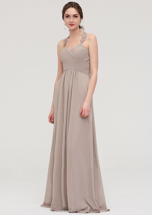 Sleeveless Sweetheart Long/Floor-Length Chiffon A-line/Princess Bridesmaid Dresses With Pleated Lace Trudie DHP0025457