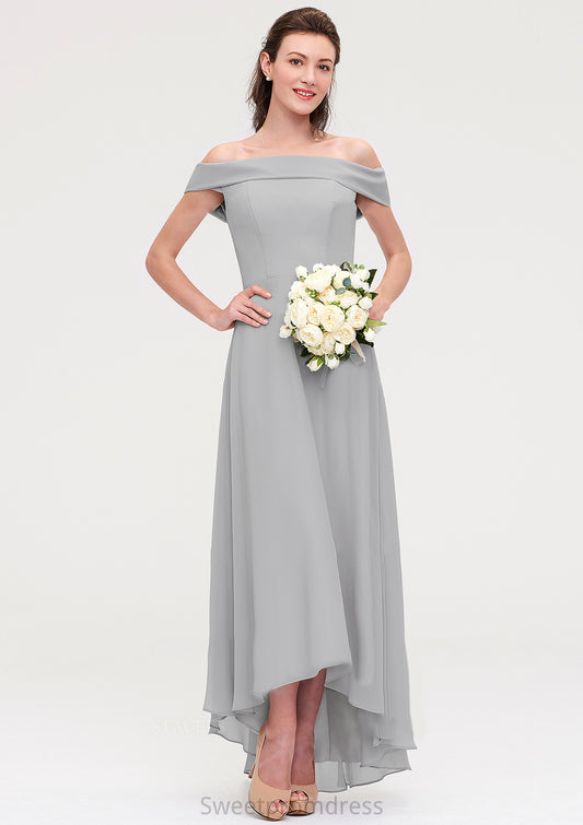 Off-the-Shoulder Sleeveless Asymmetrical Chiffon A-line/Princess Bridesmaid Dresseses Briley DHP0025465