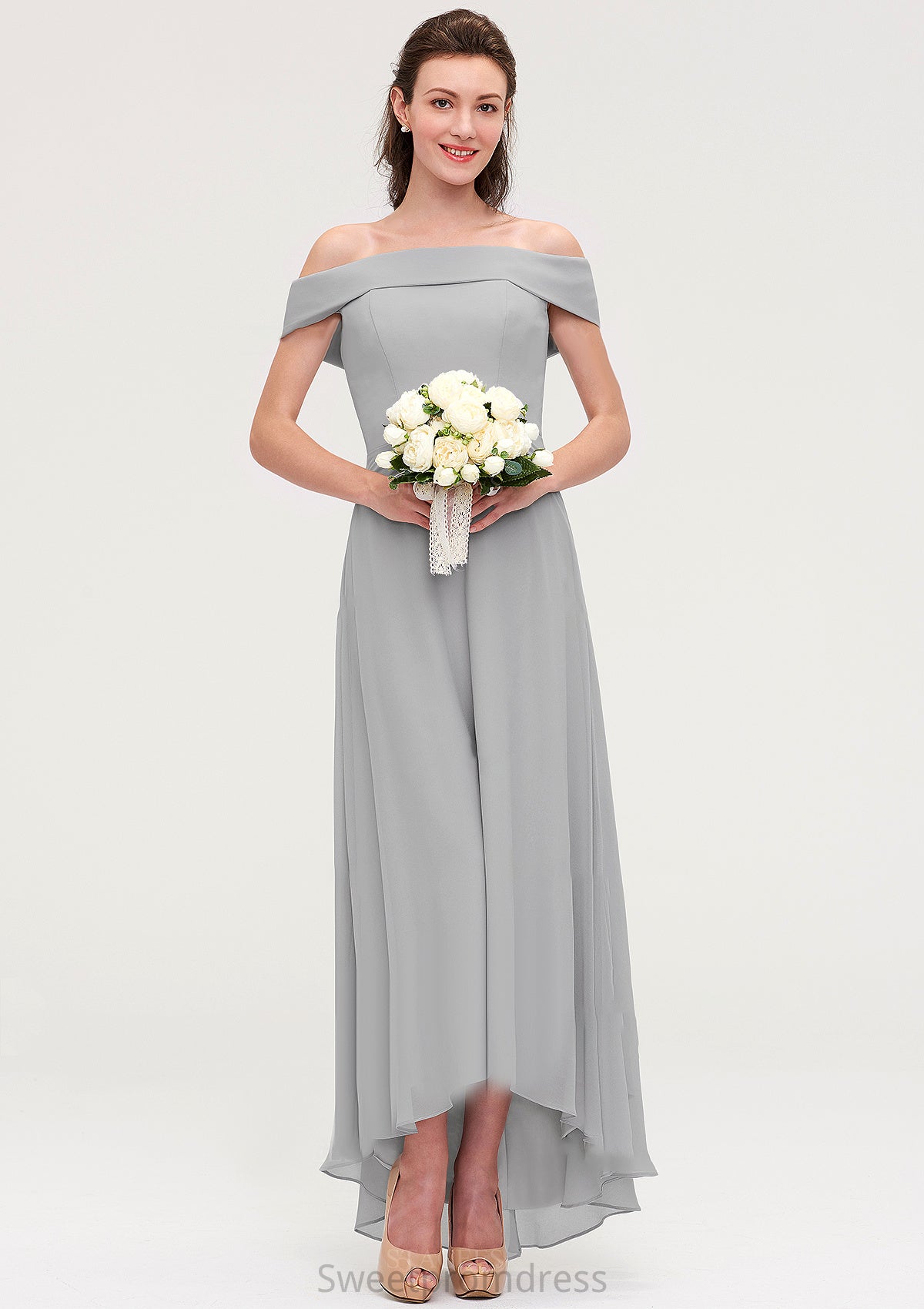 Off-the-Shoulder Sleeveless Asymmetrical Chiffon A-line/Princess Bridesmaid Dresseses Briley DHP0025465