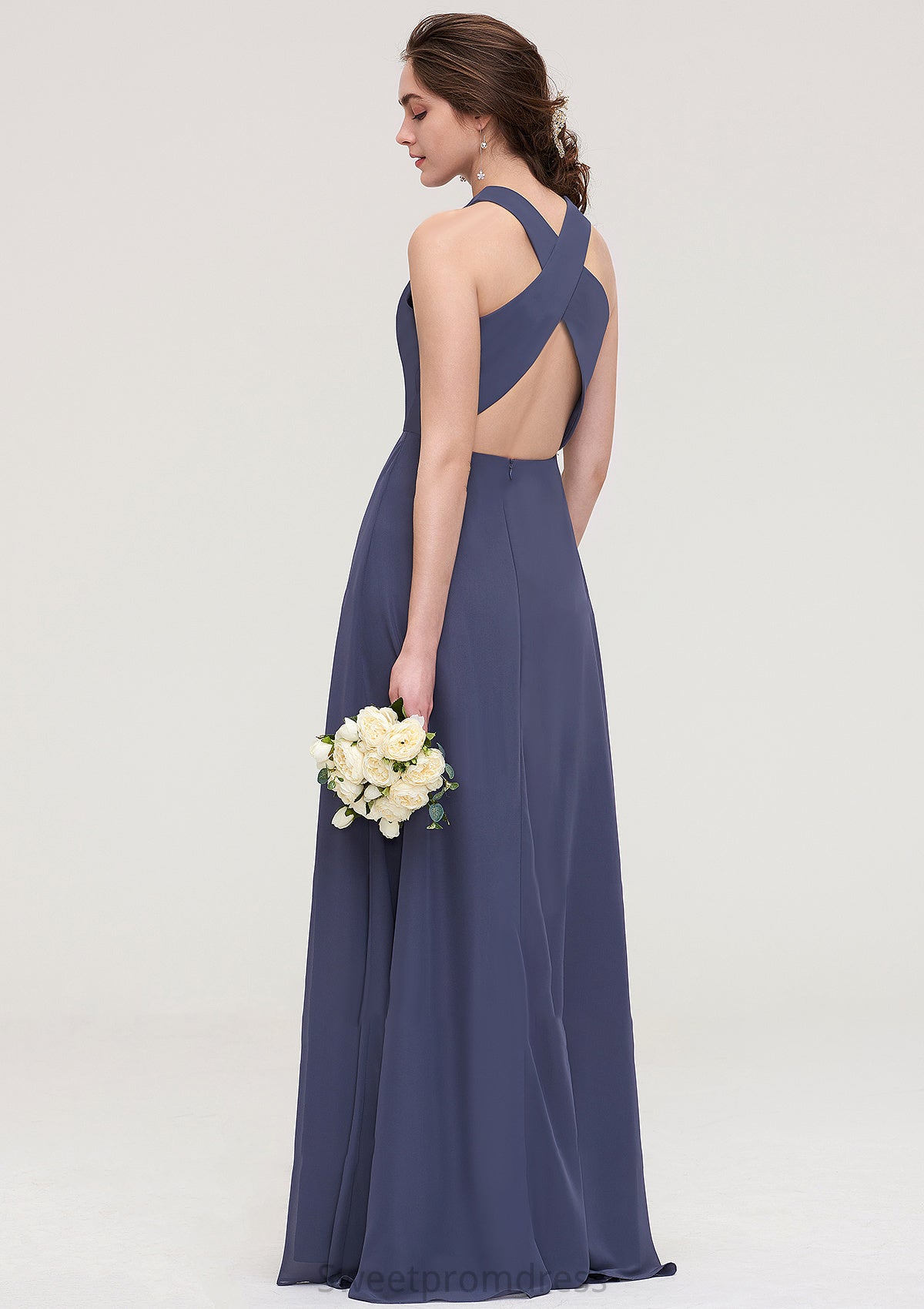 Sleeveless Scoop Neck ong/Floor-Length Chiffon A-line/Princess LStormy Bridesmaid Dresses With Pleated Natalee DHP0025470