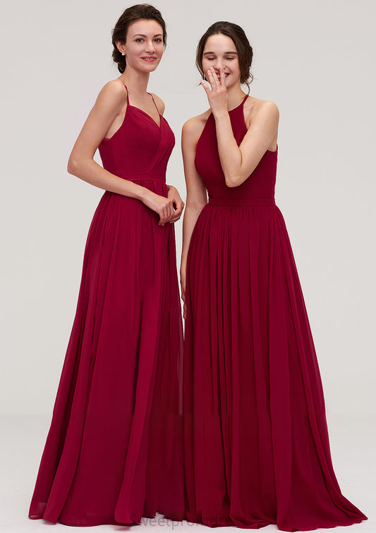 Sleeveless Sweetheart Long/Floor-Length Chiffon A-line/Princess Bridesmaid Dresseses With Split Pleated Samantha DHP0025477