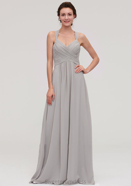 Sleeveless Sweetheart Long/Floor-Length Chiffon A-line/Princess Bridesmaid Dresseses With Pleated Beading Damaris DHP0025478