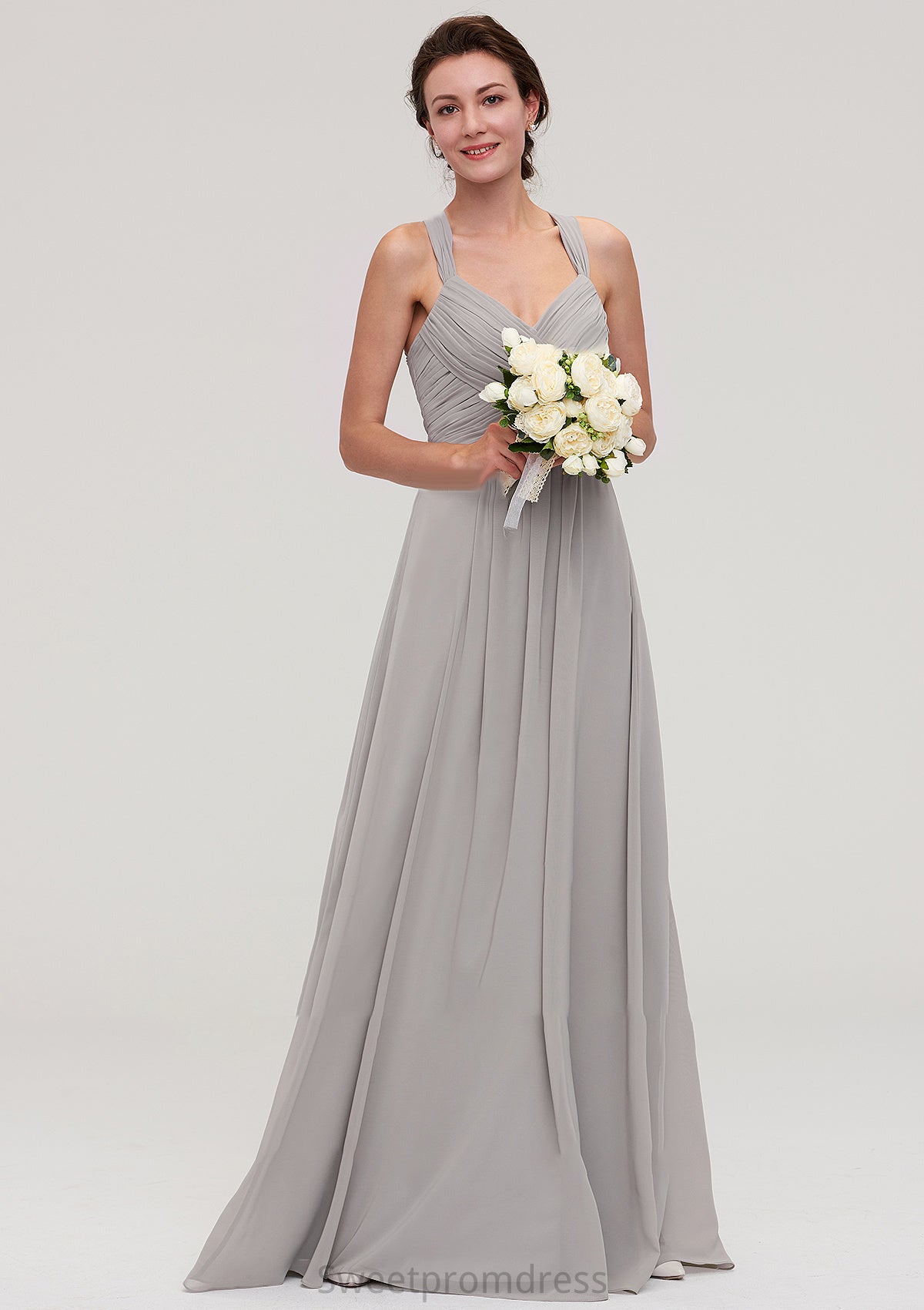 Sleeveless Sweetheart Long/Floor-Length Chiffon A-line/Princess Bridesmaid Dresseses With Pleated Beading Damaris DHP0025478