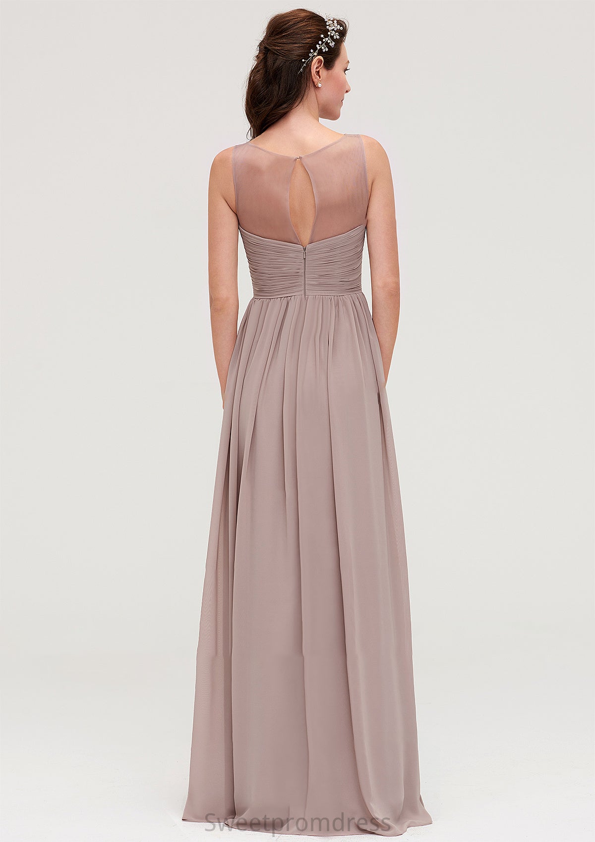 Sleeveless A-line/Princess Chiffon Long/Floor-Length Bridesmaid Dresseses With Pleated Micah DHP0025479