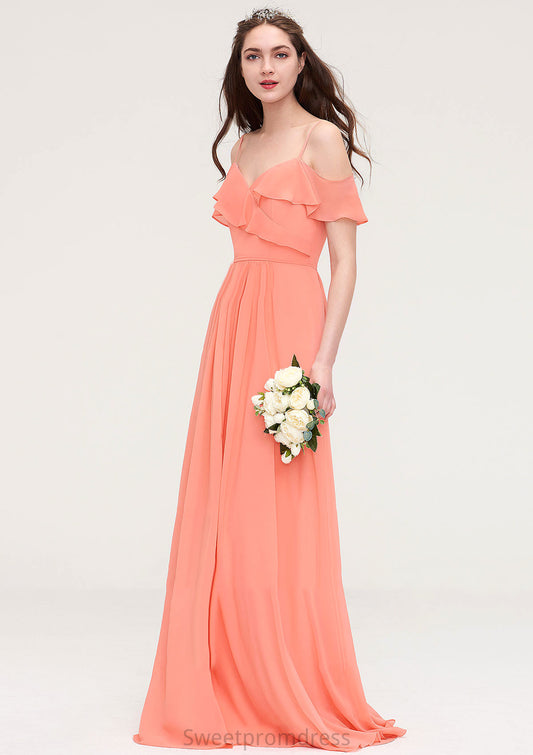 Sleeveless Sweetheart Long/Floor-Length Chiffon A-line/Princess Bridesmaid Dresses With Pleated Cecilia DHP0025492