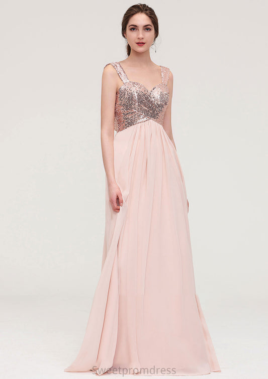 Sleeveless Long/Floor-Length Sweetheart A-line/Princess Chiffon Bridesmaid Dresses With Pleated Sequins Hadassah DHP0025494