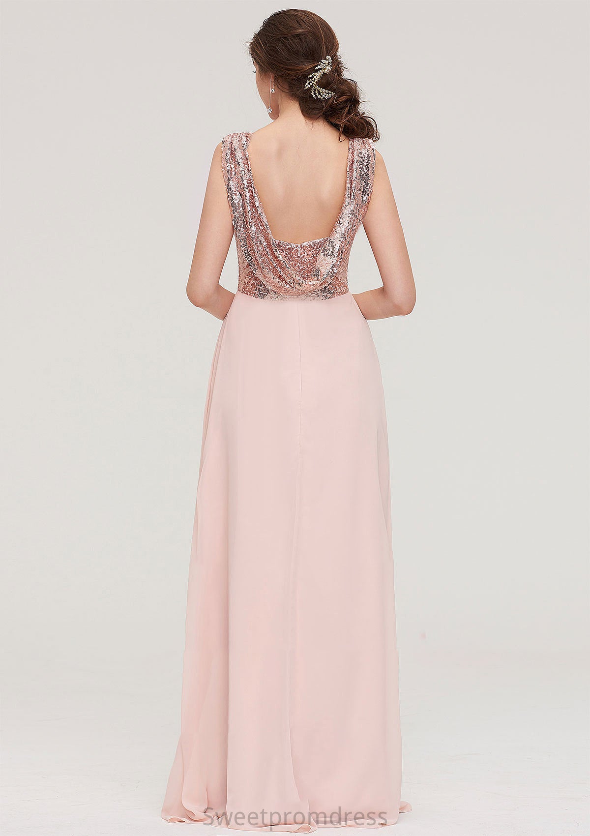 Sleeveless Long/Floor-Length Sweetheart A-line/Princess Chiffon Bridesmaid Dresses With Pleated Sequins Hadassah DHP0025494