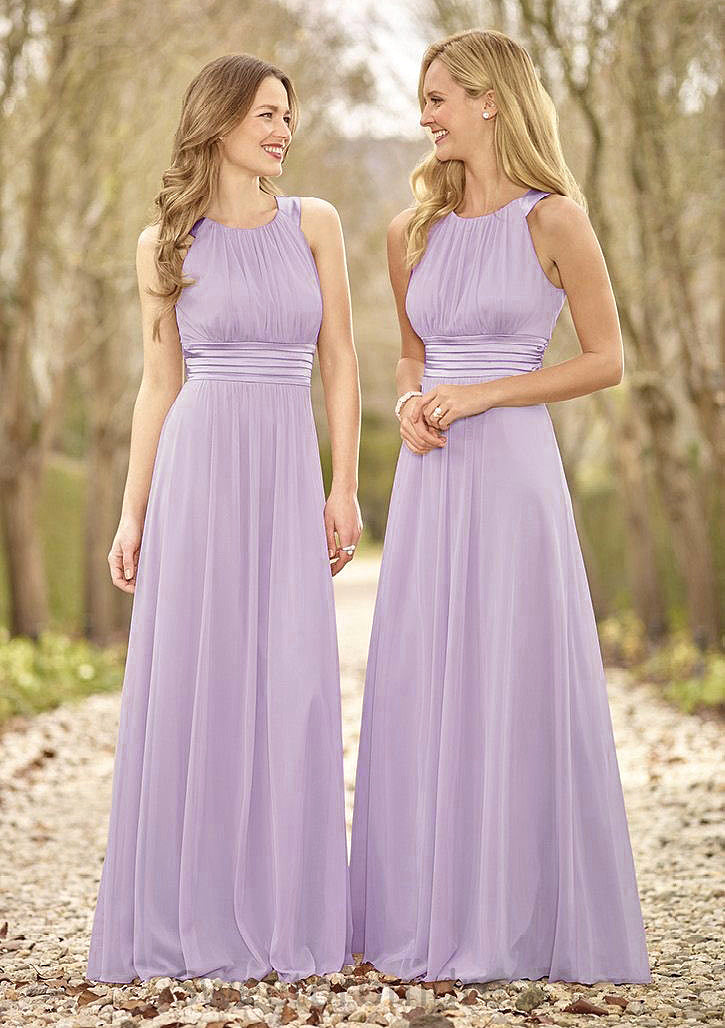 Scoop Neck A-Line/Princess Long/Floor-Length Chiffon Bridesmaid Dresses Terri DHP0025516