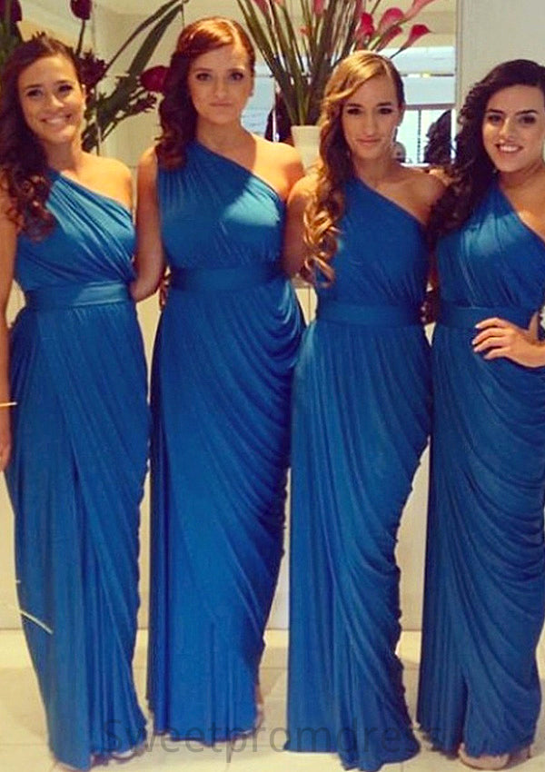 Sleeveless One-Shoulder Long/Floor-Length A-line/Princess Chiffon Bridesmaid Dresseses With Pleated Amina DHP0025528