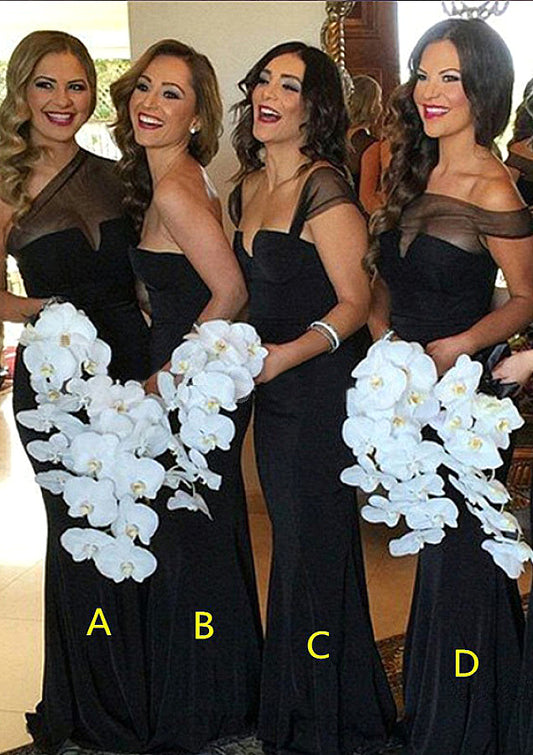 Sweetheart Sleeveless Long/Floor-Length Sheath/Column Elastic Satin Bridesmaid Dresses Margery DHP0025542