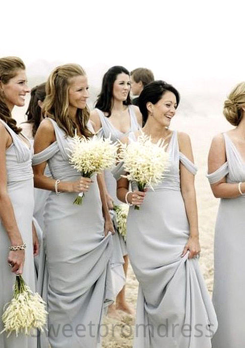 V-Neck Sleeveless Pleated Floor-Length A-Line Combination Bridesmaid Dresseses Winifred DHP0025546