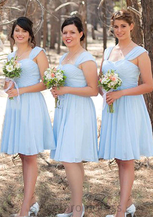 Sleeveless Scalloped Neck Knee-Length A-line/Princess Chiffon Bridesmaid Dresseses With Pleated Nova DHP0025606