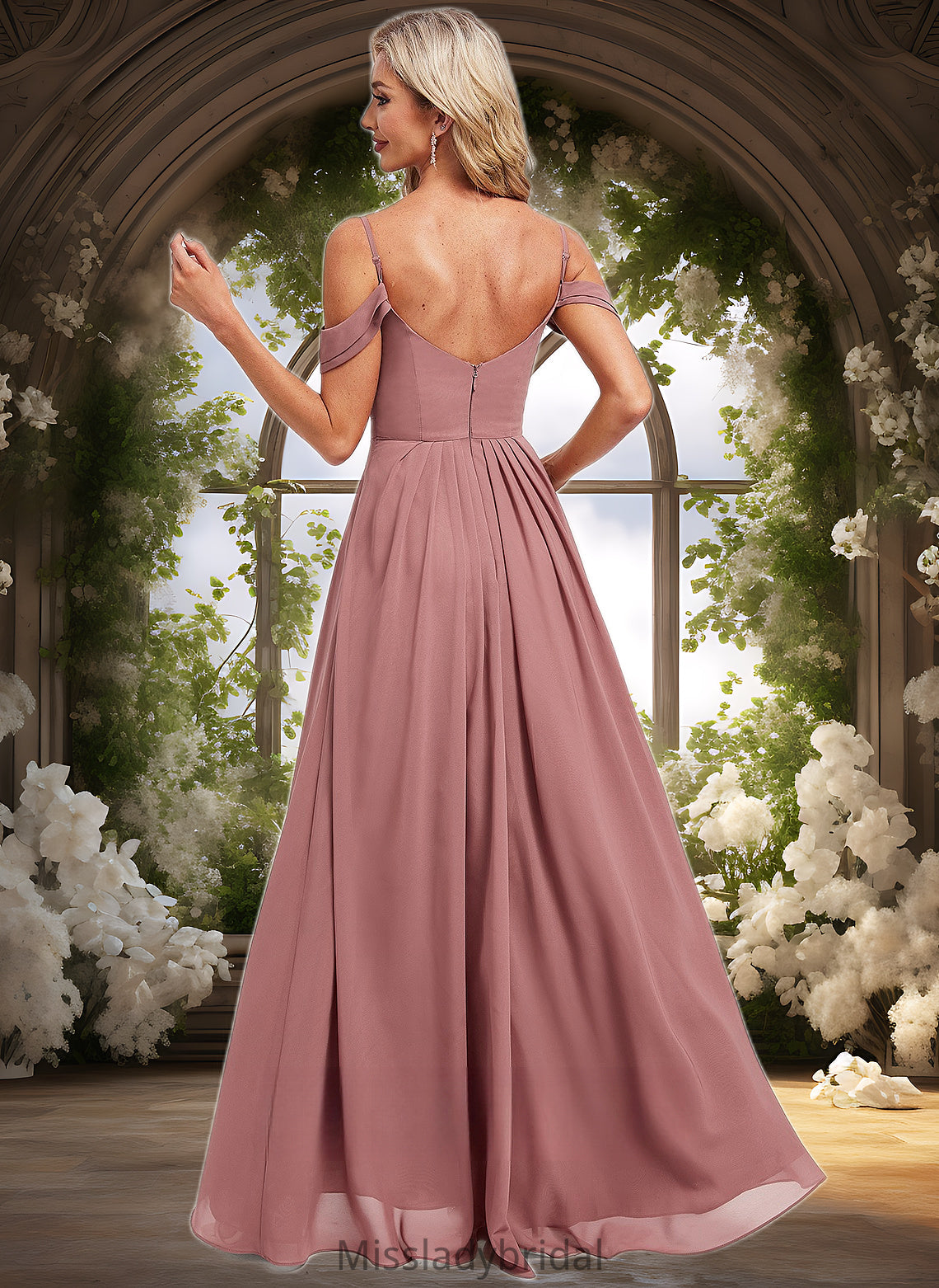 Robin A-line Cold Shoulder Asymmetrical Chiffon Bridesmaid Dress DHP0025823