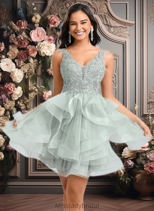 Moriah Ball-Gown/Princess V-Neck Short Tulle Lace Homecoming Dress DHP0025671