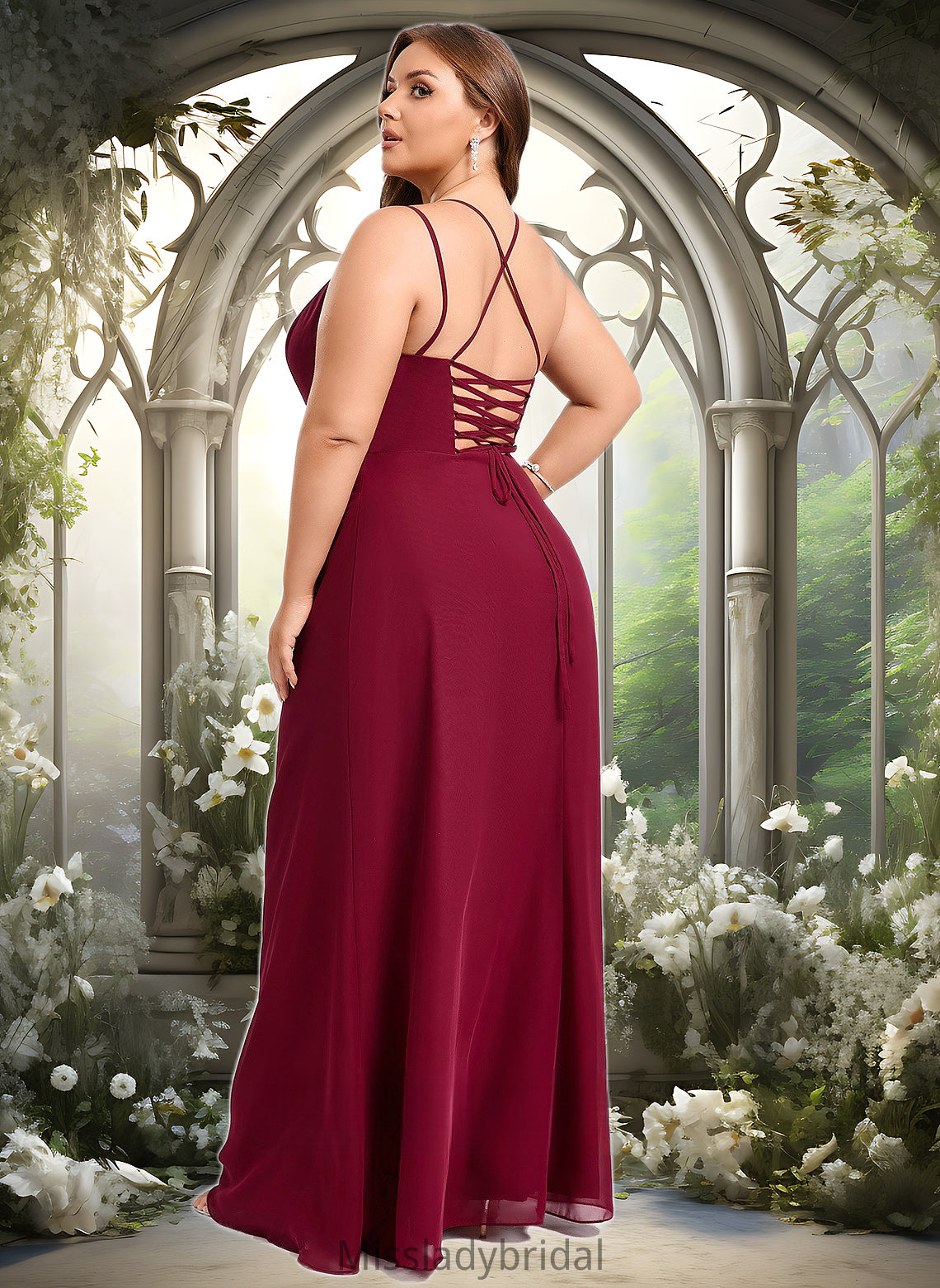 Michelle Trumpet/Mermaid Square Floor-Length Chiffon Bridesmaid Dress DHP0025826