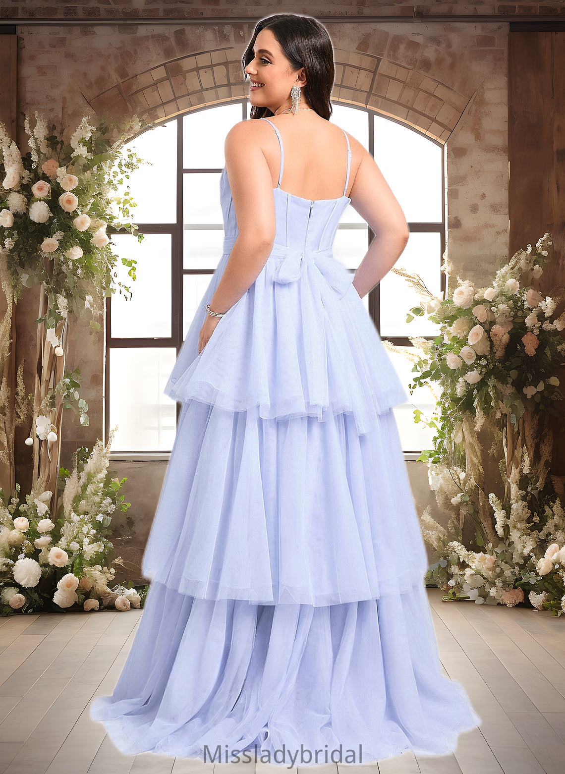 Perla Ball-Gown/Princess Sweetheart Sweep Train Tulle Prom Dresses With Bow DHP0025843