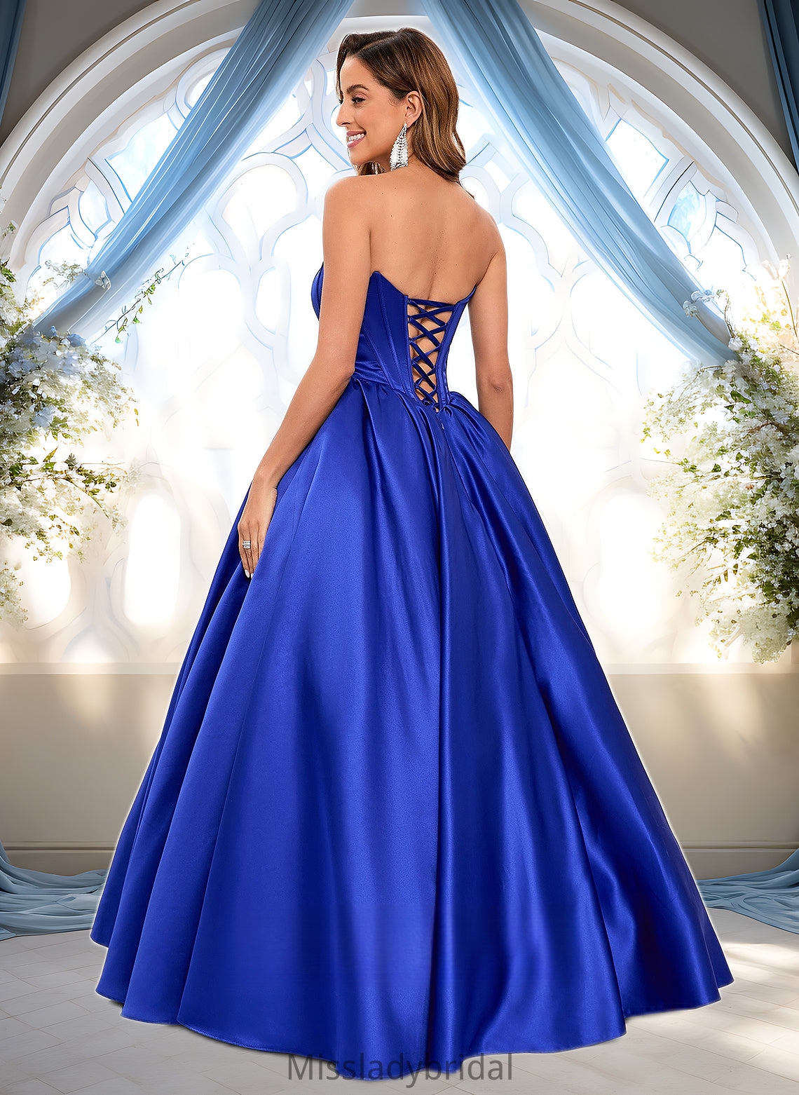 Wendy Ball-Gown/Princess Straight Floor-Length Satin Prom Dresses DHP0025831