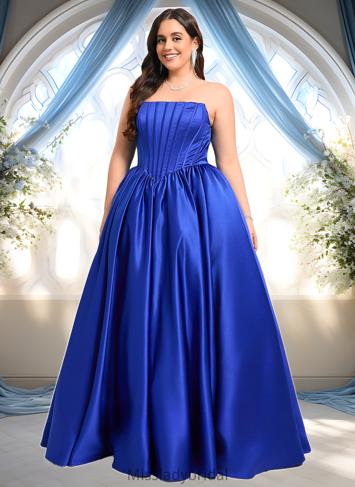 Wendy Ball-Gown/Princess Straight Floor-Length Satin Prom Dresses DHP0025831