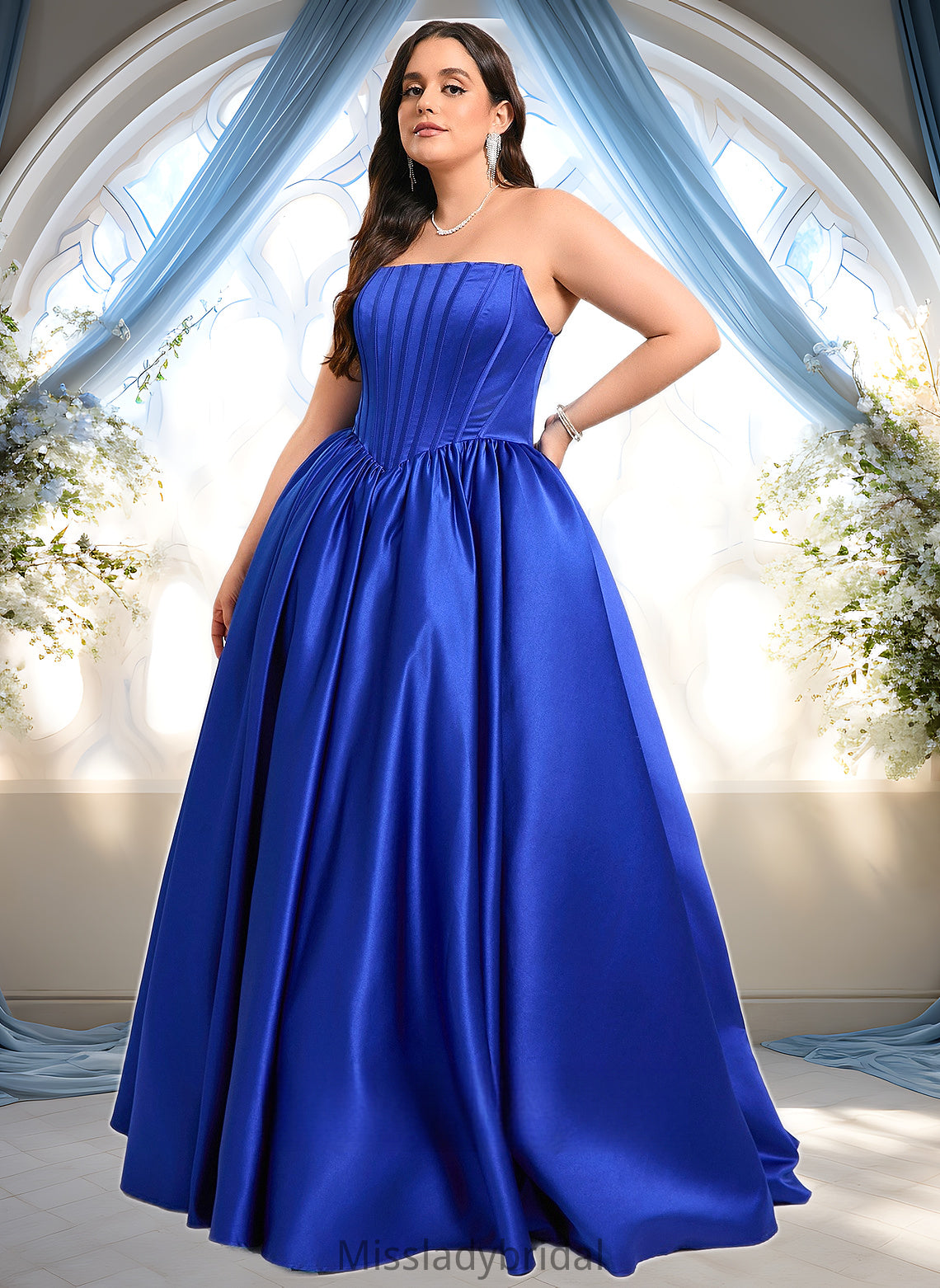 Wendy Ball-Gown/Princess Straight Floor-Length Satin Prom Dresses DHP0025831