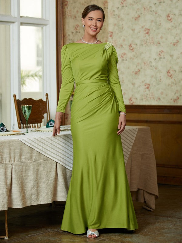 Eliza Sheath/Column Jersey Ruched Scoop Long Sleeves Floor-Length Mother of the Bride Dresses DHP0020352