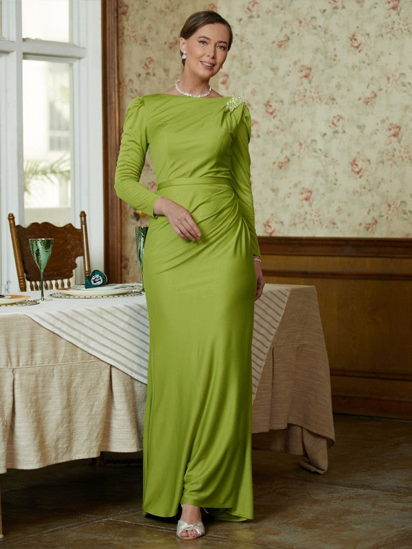 Eliza Sheath/Column Jersey Ruched Scoop Long Sleeves Floor-Length Mother of the Bride Dresses DHP0020352