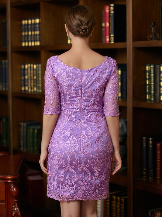 Scarlett Sheath/Column Lace V-neck 1/2 Sleeves Short/Mini Mother of the Bride Dresses DHP0020367