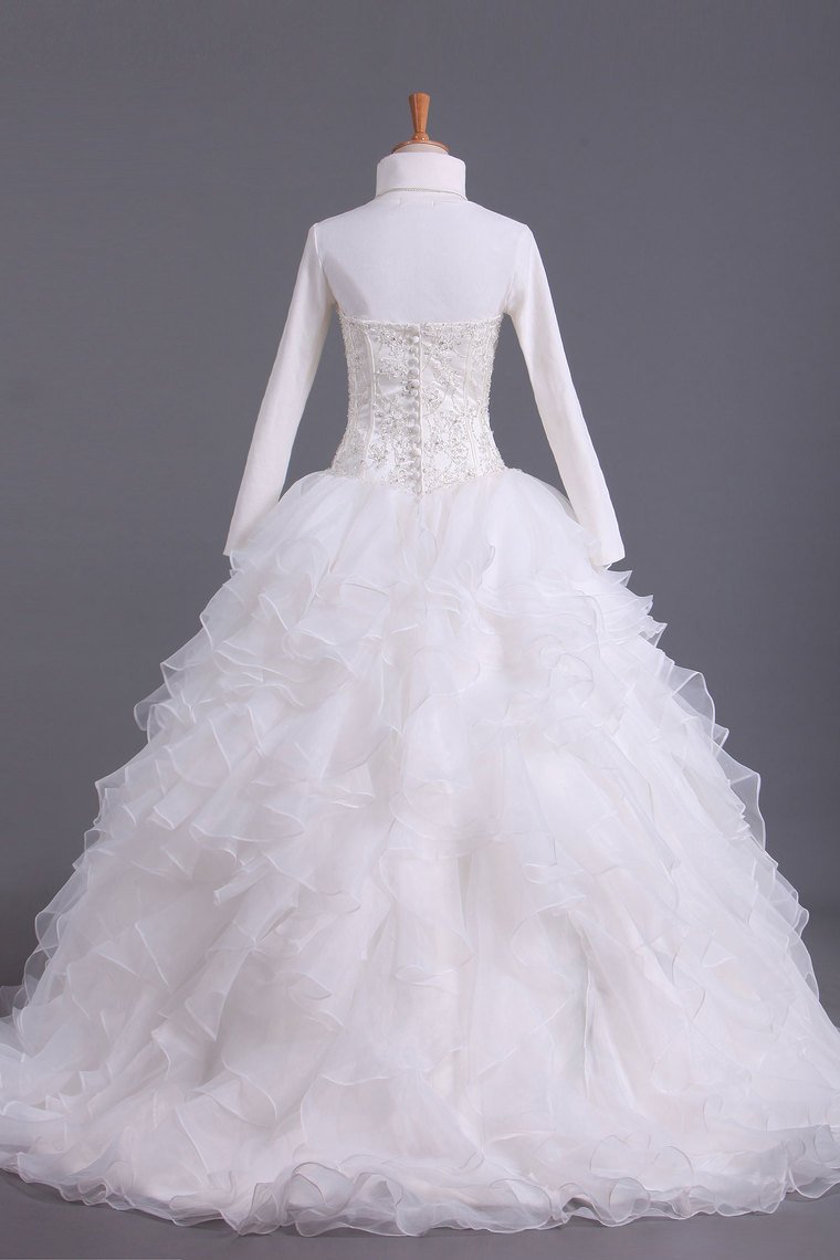 Musilim Wedding Dresses A Line Sweetheart Organza With Beads & Applique