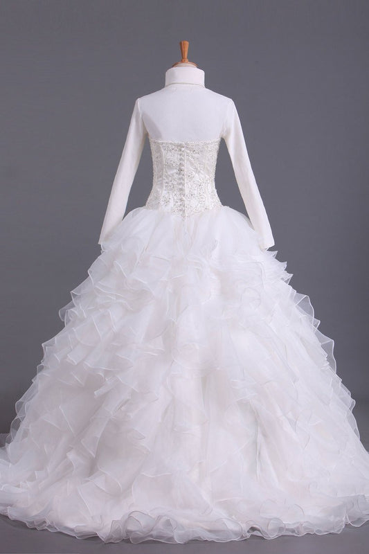 Musilim Wedding Dresses A Line Sweetheart Organza With Beads & Applique