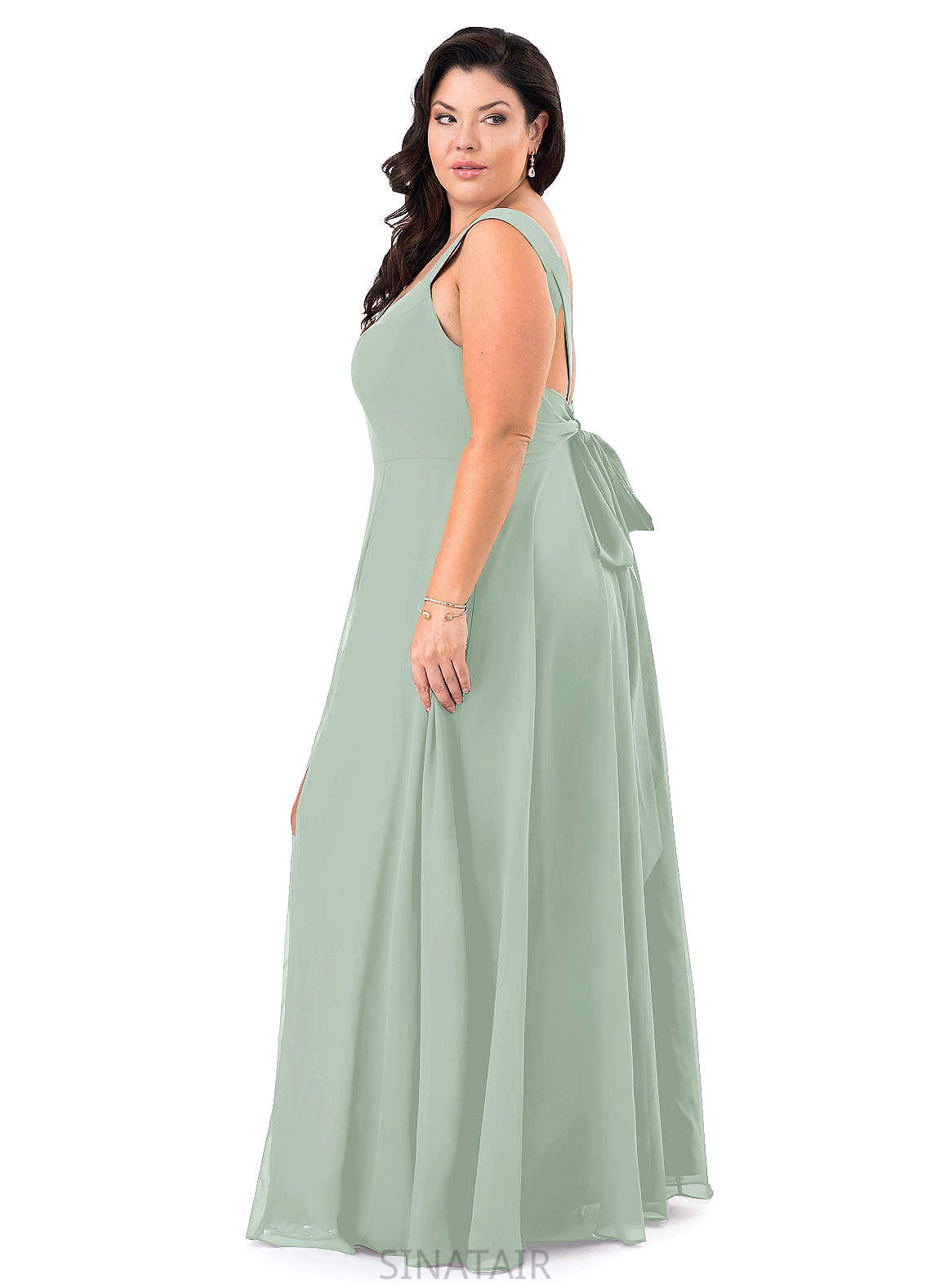 Mylie Floor Length Sleeveless V-Neck Empire Waist A-Line/Princess Bridesmaid Dresses