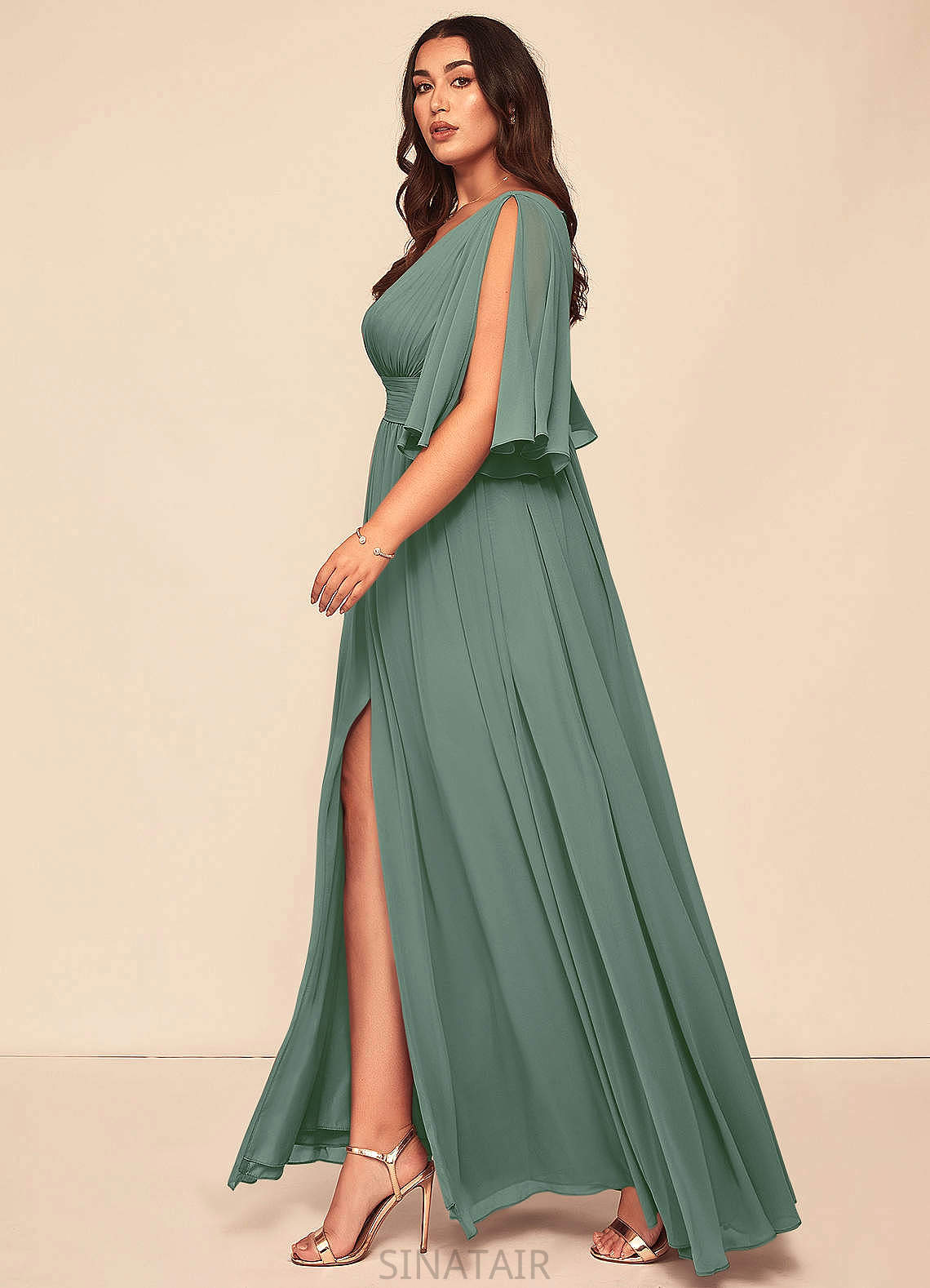 Addyson Sleeveless Natural Waist Floor Length Straps A-Line/Princess Bridesmaid Dresses