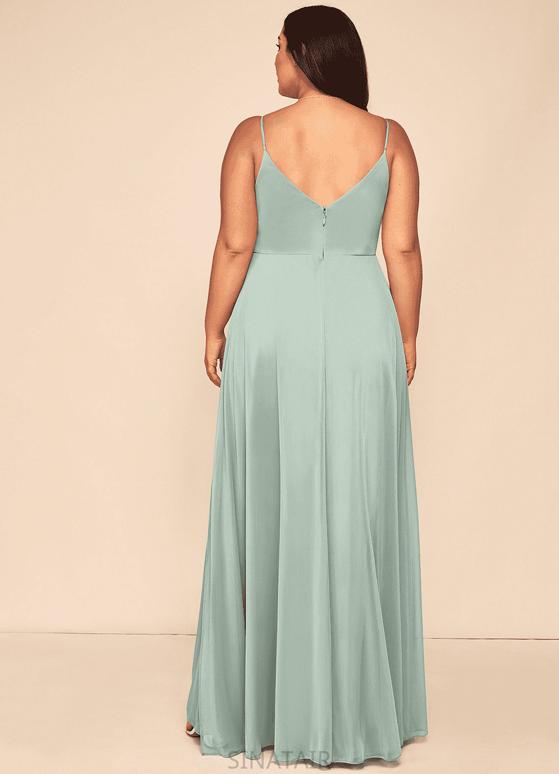 Elisabeth Natural Waist Sleeveless Spaghetti Staps Floor Length A-Line/Princess Off The Shoulder Bridesmaid Dresses