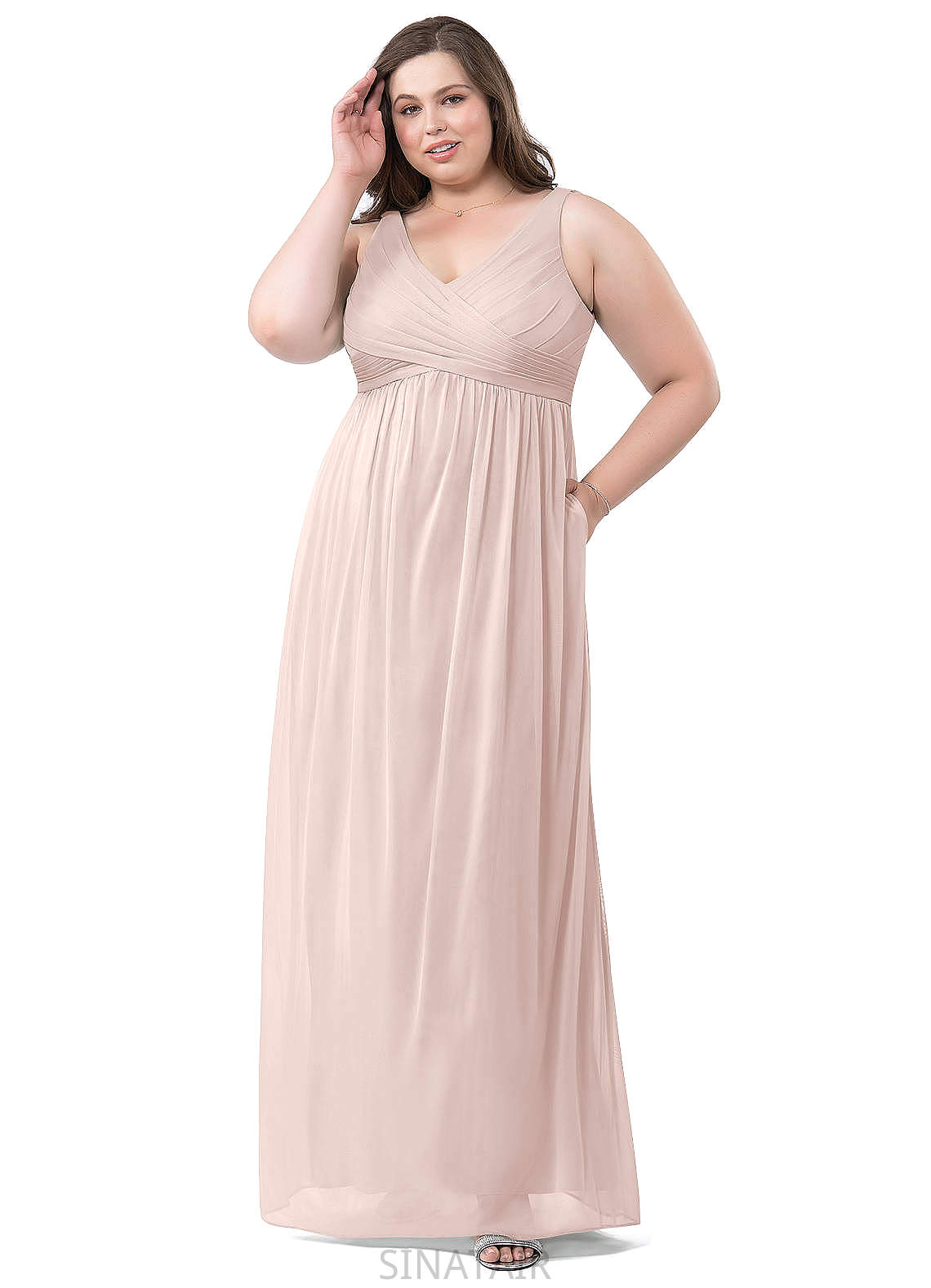 Kaitlynn Sleeveless Scoop A-Line/Princess Natural Waist Floor Length Bridesmaid Dresses