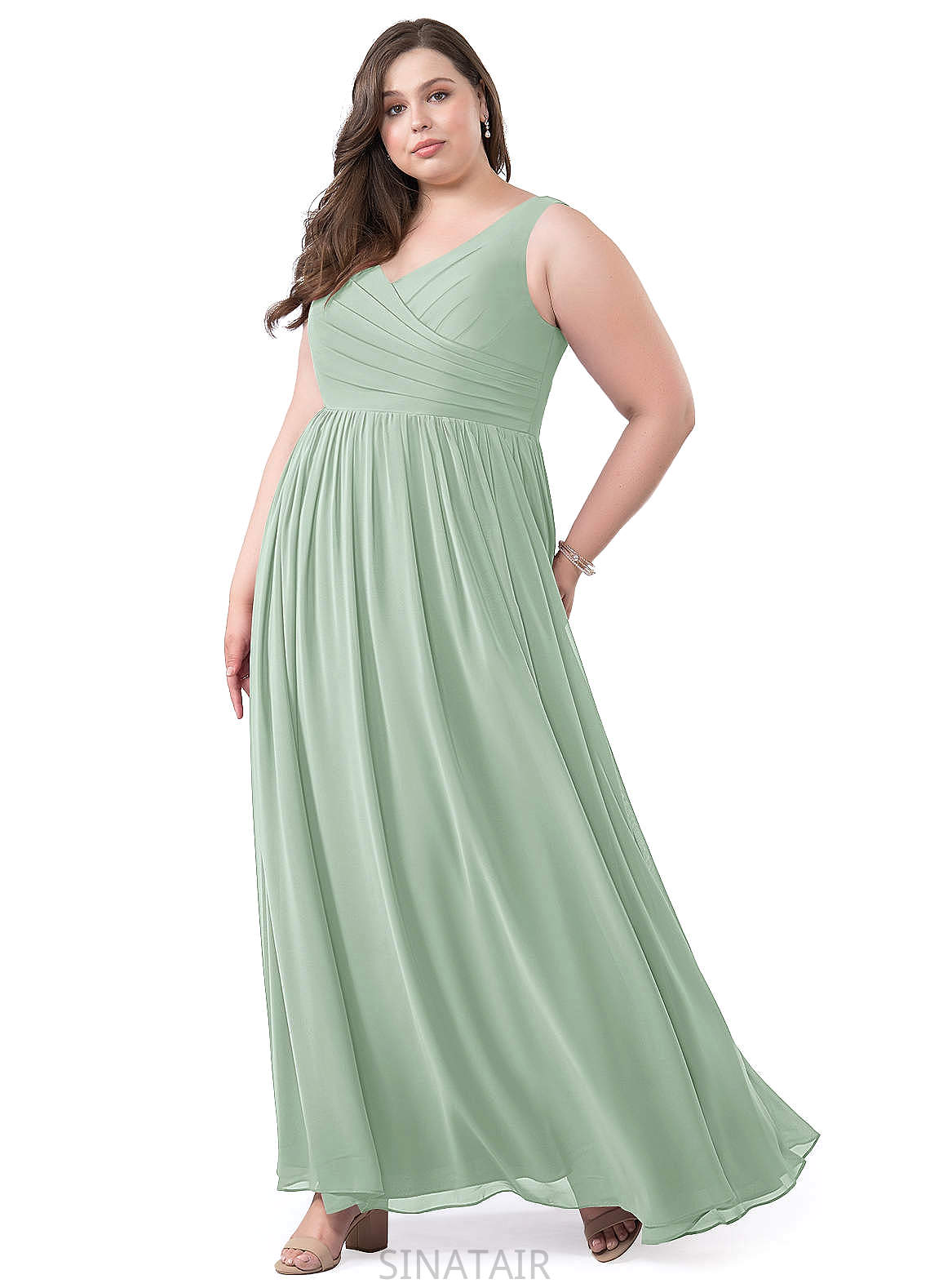 Yasmin Sleeveless Floor Length A-Line/Princess Scoop Natural Waist Bridesmaid Dresses