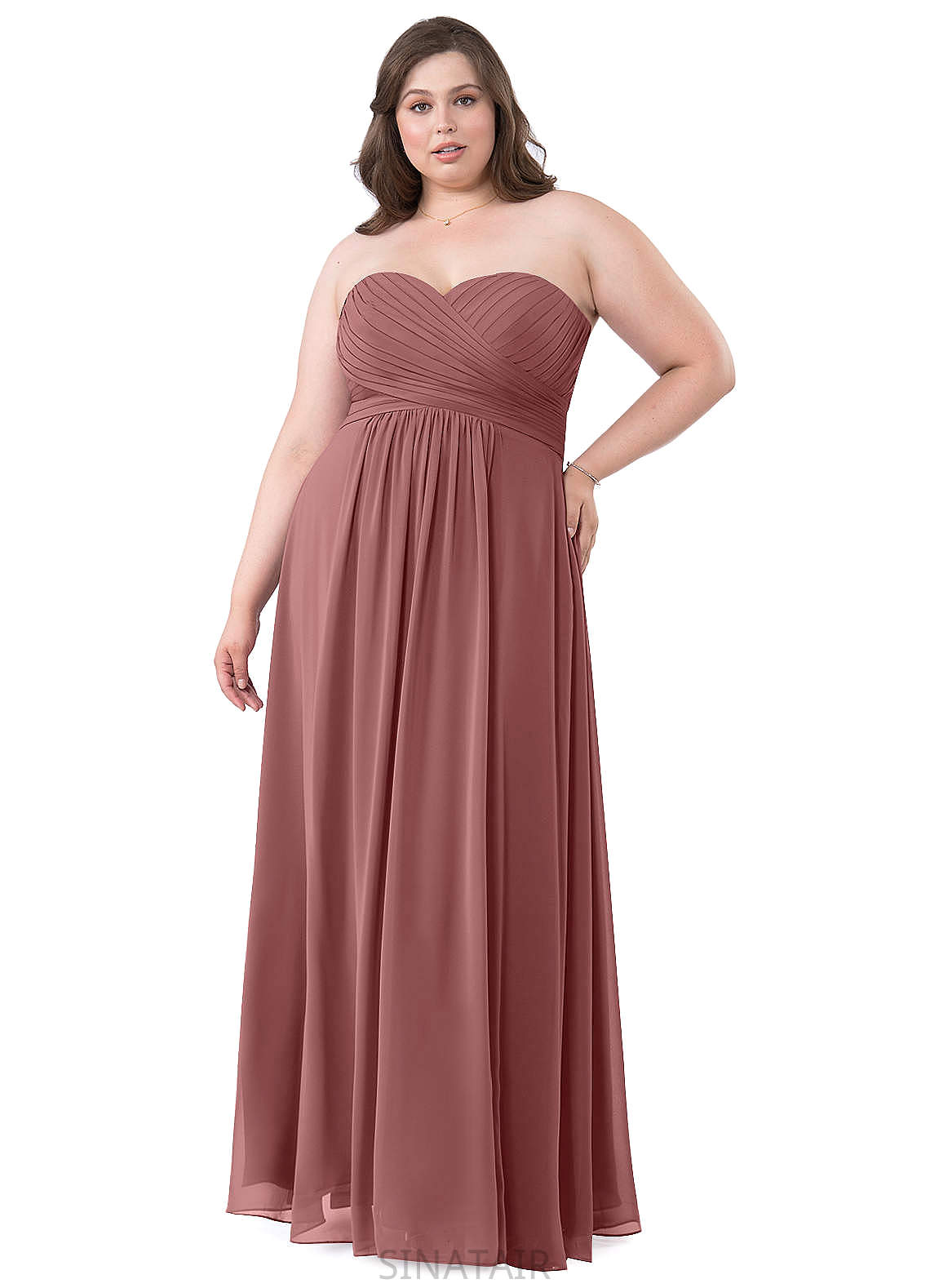 Micaela Natural Waist V-Neck A-Line/Princess Sleeveless Floor Length Bridesmaid Dresses