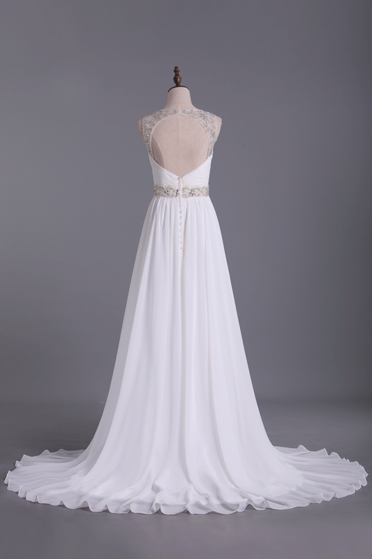 Wedding Dresses Straps Court Train With Ruffles & Beads