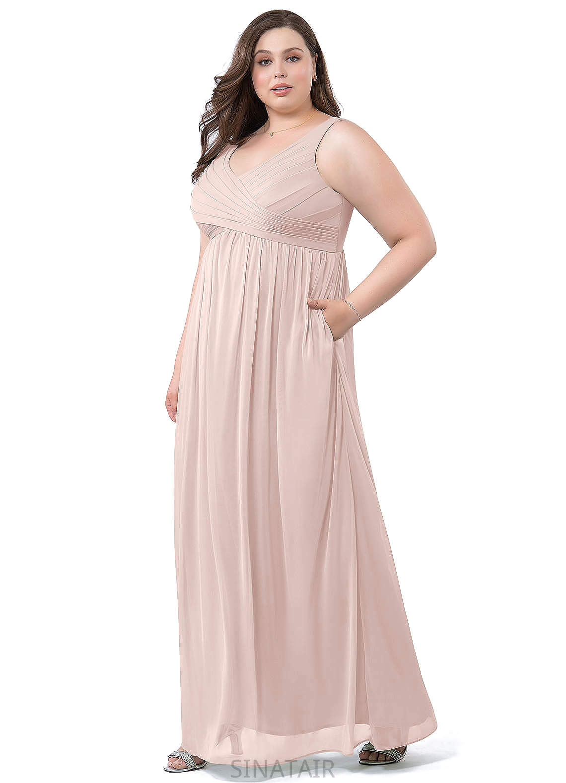 Kaitlynn Sleeveless Scoop A-Line/Princess Natural Waist Floor Length Bridesmaid Dresses