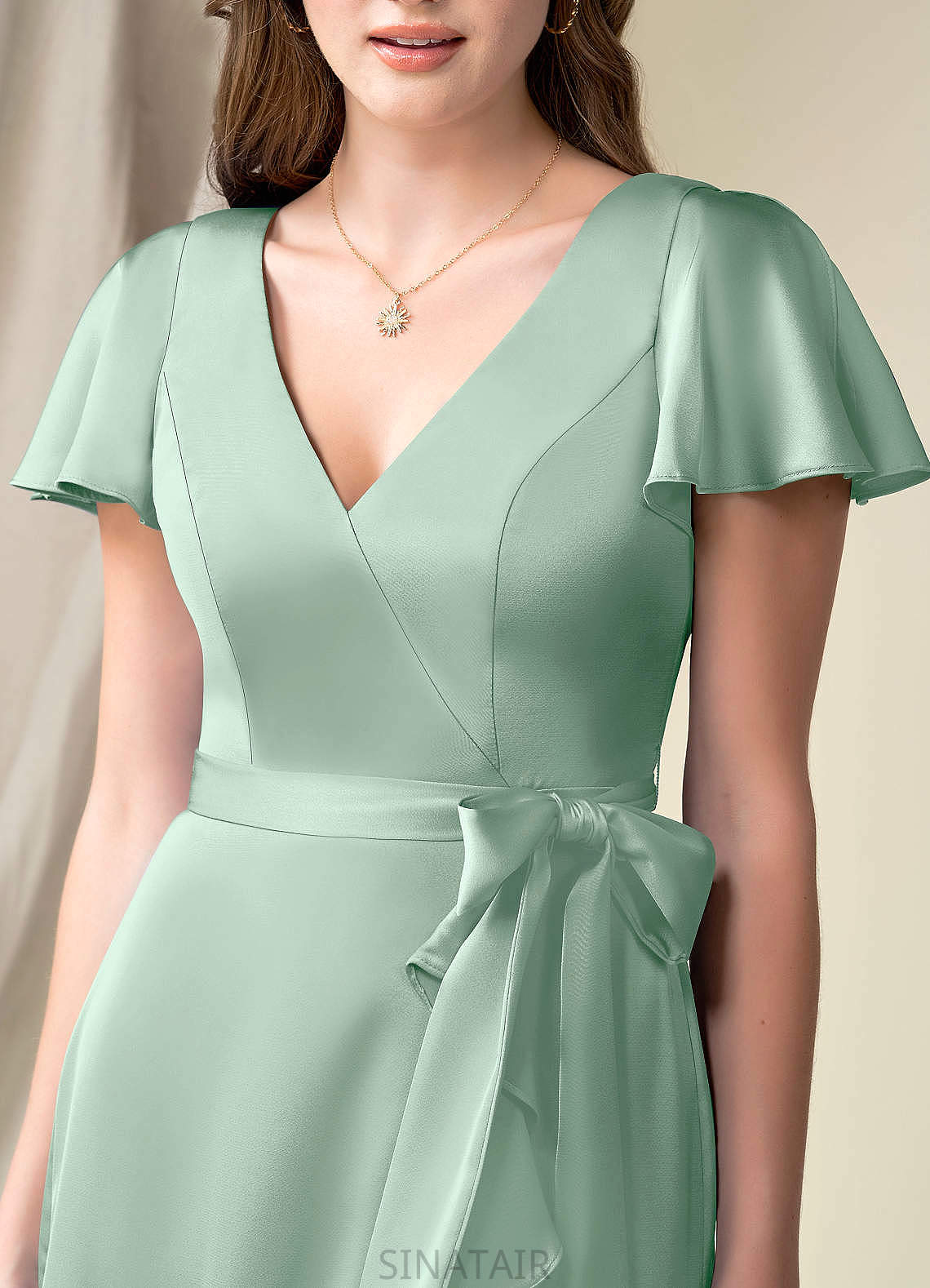 Cynthia Sleeveless Floor Length Spaghetti Staps A-Line/Princess Natural Waist Bridesmaid Dresses