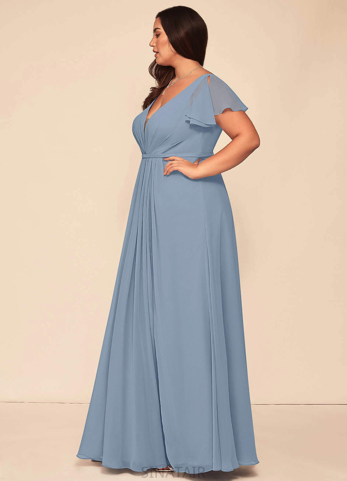 Leah Scoop A-Line/Princess Floor Length Natural Waist Sleeveless Bridesmaid Dresses