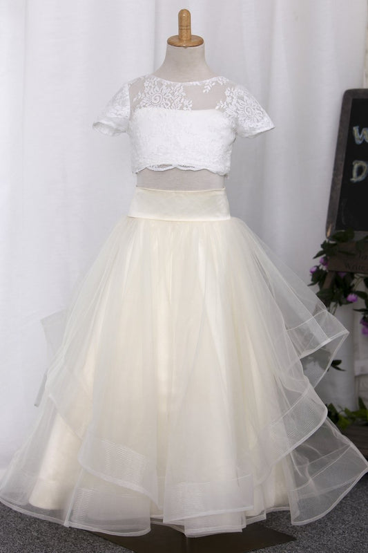 New Arrival Tulle Flower Girl Dresses Scoop Two Pieces With Appliques