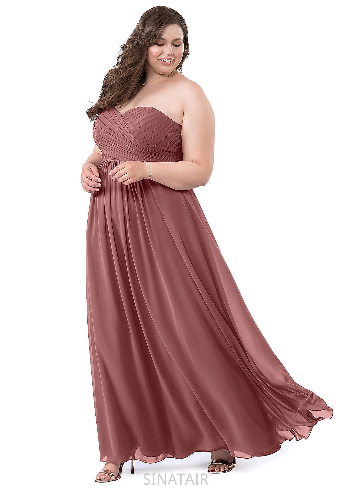 Micaela Natural Waist V-Neck A-Line/Princess Sleeveless Floor Length Bridesmaid Dresses