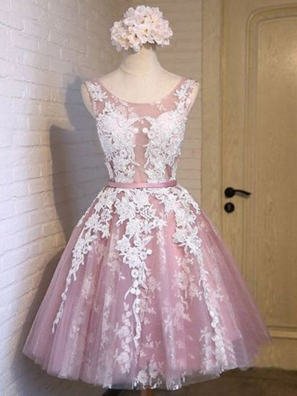 2024 Ball Gown Scoop Damaris Homecoming Dresses Lace Neck Sleeveless Applique Sash/Ribbon/Belt Up Tulle