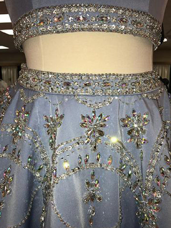 2024 A-Line Homecoming Dresses Ciara Jewel Neck Sleeveless Cut Out Back Beading Two Piece Cut Short/Mini