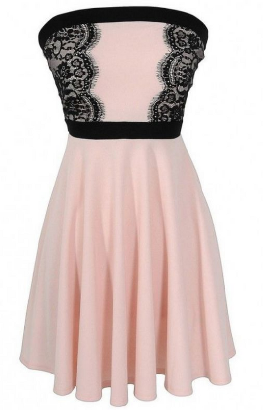 Strapless Pleated Dusty A Line Esmeralda Lace Satin Homecoming Dresses Rose Flowers Knee Length