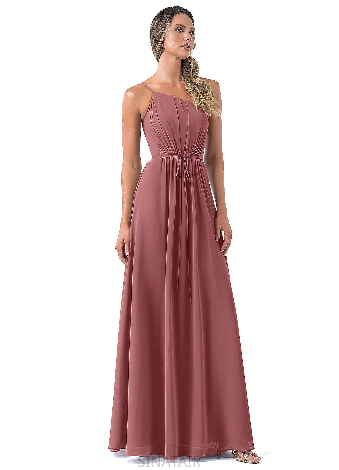 Jamiya Sleeveless Natural Waist A-Line/Princess Spaghetti Staps Floor Length Bridesmaid Dresses