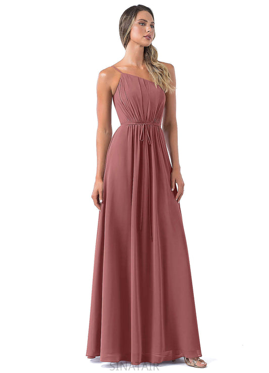 Jamiya Sleeveless Natural Waist A-Line/Princess Spaghetti Staps Floor Length Bridesmaid Dresses