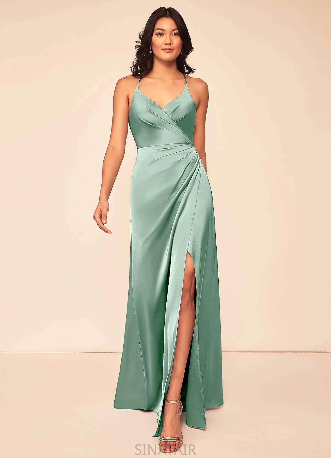 Natalie Sleeveless Floor Length A-Line/Princess Empire Waist Scoop Bridesmaid Dresses